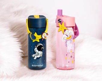 Charm Splash Bottles for Kids | Leak Proof Water Bottle for Toddlers and Kids | Dishwasher Safe Sippy Cup with Straw Lid & Charm Strap