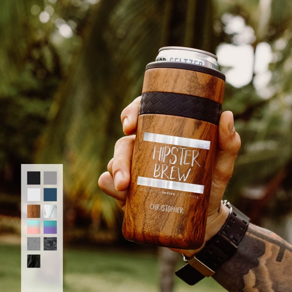 Customized Stainless Steel Skinny 12oz Can Holder | Slim Beverage Slim Can Cooler | Coffee in Can Sleeve | Beer Can Hugger | Birthday Gift