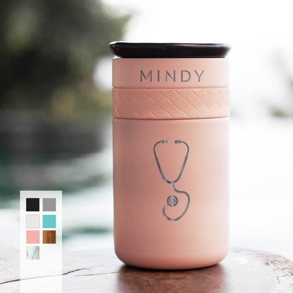 Personalized Nurse Gift Insulated Stainless Steel Coffee Tumbler 12oz with CERAMIC Lid - 6hrs hot | 18 hrs cold | Gift for Doctor, Birthdays
