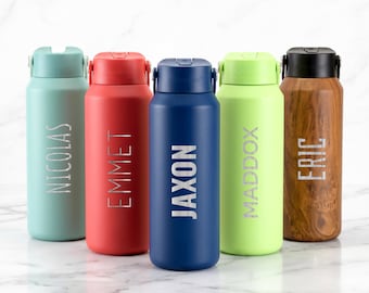 Personalized Big Water Bottle 40oz Stainless Steel | BPA-Free Customized with Laser Engraved Name | Back to School Gift for Teens & Teachers