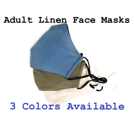 Adult Face Mask with Nose-Wire, High Quality Linen, 3 Layers Linen and Cotton Soft Face mask, Filter Pocket, Elastic Ear Loops, Anti-Fog
