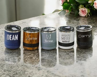 Personalized Whiskey Tumbler 10oz | Custom Laser Engraved Lowball Rocks Glass | Bourbon Lover Gift for Men | Groomsmen or Father's Day Gift