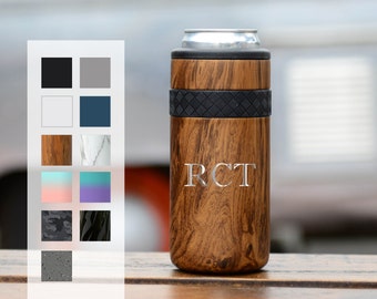 Personalized Can Cooler | Custom Monogram Gift | Engraved 12oz Elemental Slim Can Cooler | Insulated Beverage Holder, Seltzer Can Cooler