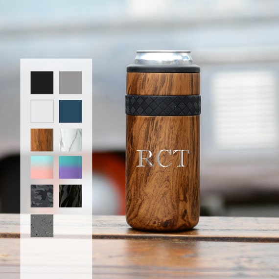 Personalized Can Cooler | Custom Monogram Gift | Engraved 12oz Elemental Slim Can Cooler | Insulated Beverage Holder, Seltzer Can Cooler