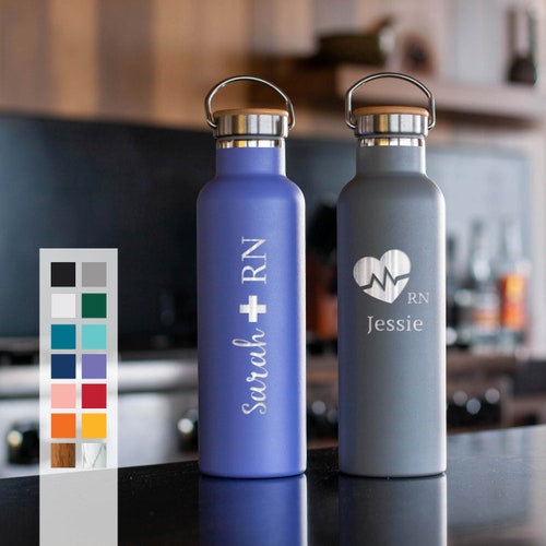 Personalized Nurse Stainless Steel Water Bottle Nurse Etsy