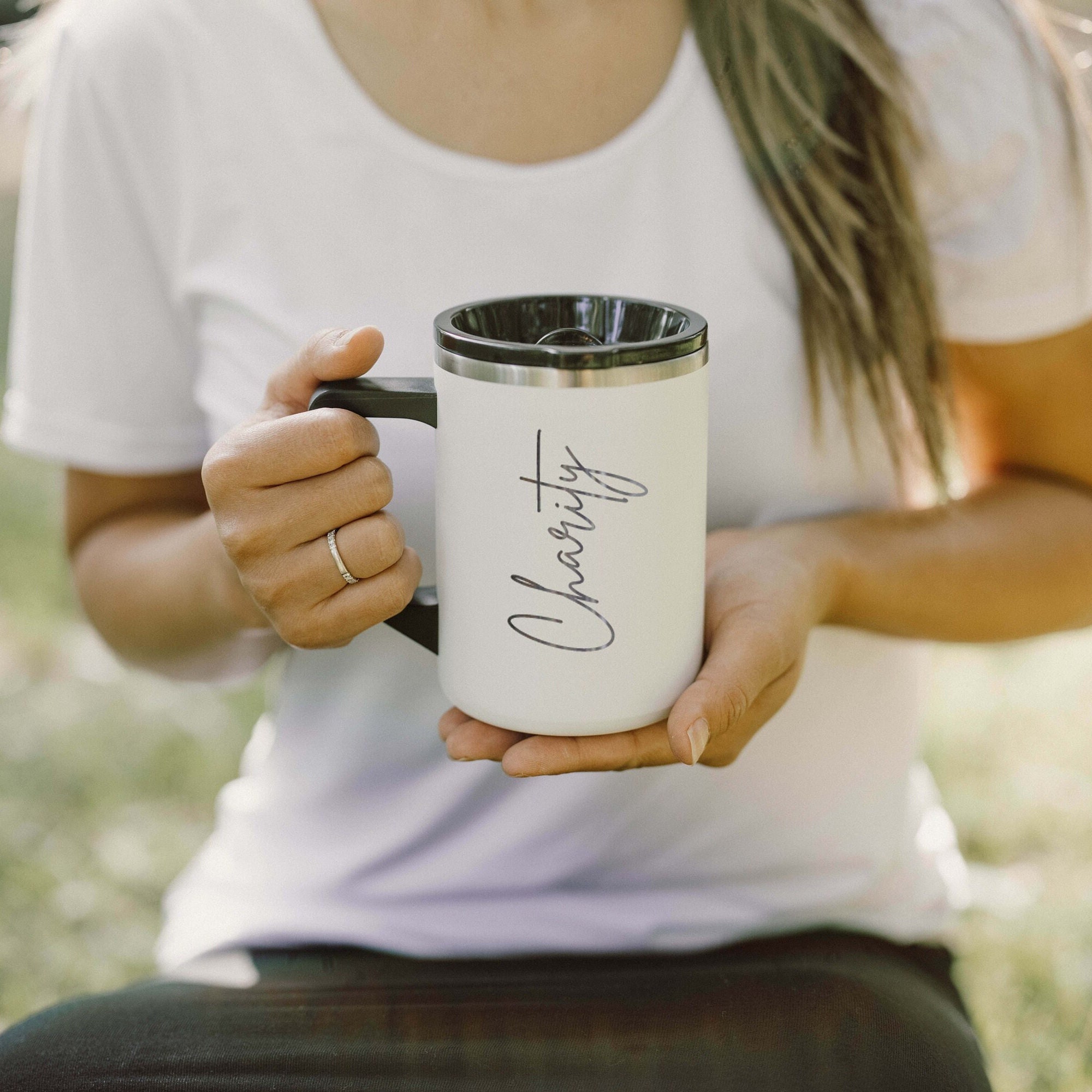 16oz Stainless Steel Handled Coffee Mug