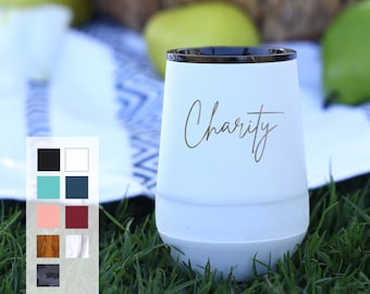 Personalized Stainless Steel Stemless 10oz | Custom Engraved Wine Tumbler | Personalized Insulated Wine Mug | Wine Tumbler | Birthday Gift