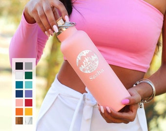 Beautiful Personalized Stainless Steel Water Bottle - Custom Laser Engraved 25oz Double Walled Vacuum Insulated Bottle