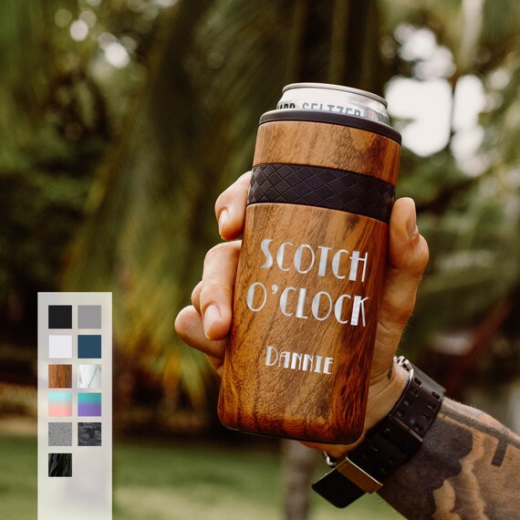 Personalized Can Cooler | Beer Gift Engraved 12oz Elemental Slim Can Cooler | Insulated Beverage Holder, Seltzer Can Cooler, Birthday Gift