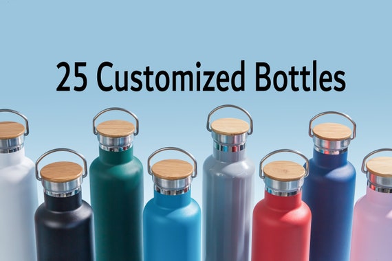 25-Pack Personalized Stainless Steel Water Bottle - Laser Engraved 25oz Double Walled Vacuum Insulated Bottle