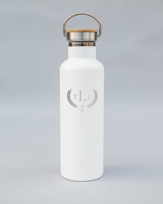 Classic Style Personalized Engraved Golf Water Bottle | Double-Insulated Water Bottle | Elemental Bottles | 25 oz. with Bamboo Cap