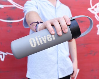 Personalized Straw Water Bottle with Name | 24oz Stainless Steel Leakproof Sports Bottle | Customized Gift for Gym, School, Travel & Hiking