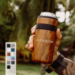 Personalized Slim Can Cooler for Dad | Custom Engraved Insulated Beer Holder for Father&#39;s Day Gift, Groomsmen Gift & Birthday Gift for Him