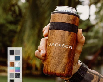 Personalized Slim Can Cooler for Dad | Custom Engraved Insulated Beer Holder for Father's Day Gift, Groomsmen Gift & Birthday Gift for Him