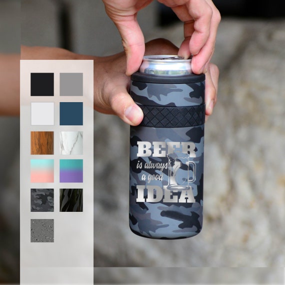 Insulated Beverage Holder| Personalized Can Cozie | Beer Gift Engraved 12oz Elemental Slim Can Cooler | Seltzer Can Cooler, Birthday Gift