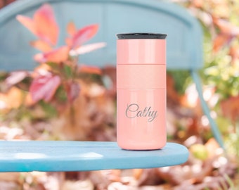 Personalized Insulated Stainless Steel Tumbler 16oz with CERAMIC Lid - 6hrs hot |18 hrs cold| Best Gift for Coffee Lovers, Birthday Gift