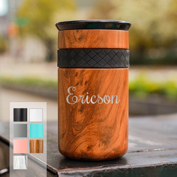Personalized Insulated Stainless Steel Coffee Tumbler 12oz with CERAMIC Lid - 6hrs hot | 18 hrs cold | Best Gift for Coffee Lovers