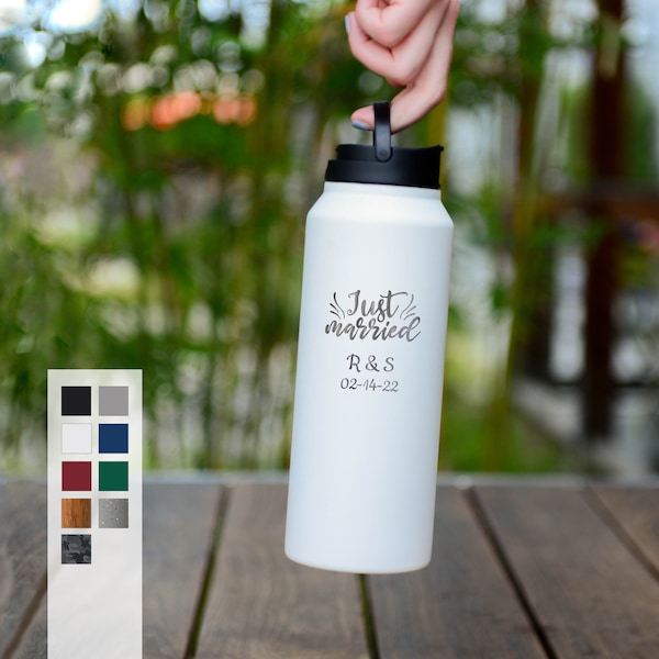 Personalized Wedding Gift 32oz Water Bottle | Bride and Groom Gifts | Coffee Lover | Couple Gift Bottle | Wedding Party Favor | FREE SHIP
