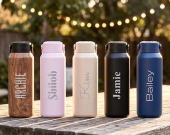 Custom Big Stainless Steel 40oz Water Bottle | Personalized Laser Engraved Name as Back to School Gift for Teens, Teachers & Coaches