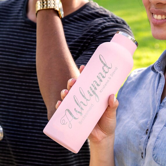 Wedding Party Gift - Engraved Name on 25oz (750ml) Insulated Bottle | Mother of the Bride & Bridesmaid Gifts | 14 Color Choices Available