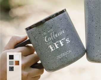 Elegant 12oz Coffee Mug  | Personalized Trendy Mug | D-handle Camp Mug | Company Gifts | Insulated Stainless Steel Coffee Mug | Stylish Mug
