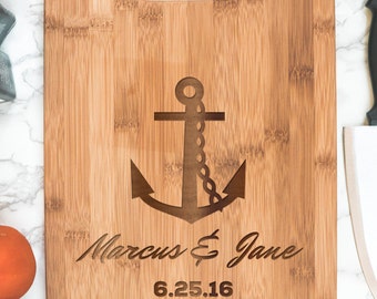 Anchor couple cutting board engraved bamboo | name  date housewarming gift | personalized kitchen | cook gift | personalized Christmas gift