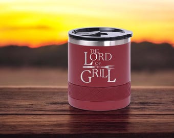 Funny Dad Gift - Guy Gift - Lord of The Grill Tumbler for Best Griller Dad, Grandpa | Engraved Rocks Glass | Novelty Movie Fan Whiskey Glass