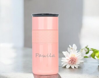 Personalized 16oz Custom Name and Logo Tumbler with Ceramic Lid | Stainless Steel Thermal Coffee Cup for Hot (6 Hrs) & Cold (18 Hrs)