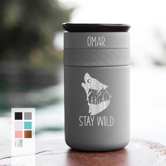 Home At The Beach | Personalized Stainless Steel Coffee Tumbler Personalized 12oz with CERAMIC Lid - Best Gift for Coffee lovers