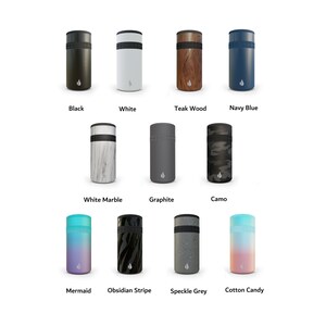 May include: Twelve different color and patterned can coolers. The coolers are made of neoprene and have a black band around the top. The colors include black, white, teak wood, navy blue, white marble, graphite, camo, mermaid, obsidian stripe, speckle grey, and cotton candy.