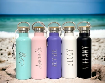 Personalized Name Insulated Stainless Steel Water Bottle 25oz Elemental Custom Engraved Text or Name |Employee Gifts |Custom Logo Engraving