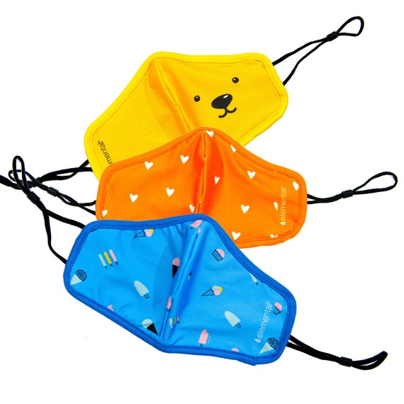 3pcs Variety Adjustable Kids Face Masks With Filters Pocket - Washable Reusable Adjustable Masks for Children - Moisture Wicking - Pack of 3