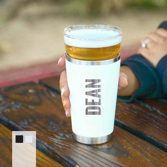 Elemental Stainless Steel 16oz Pint Glass | Personalized Name Engraved Beer Tumbler | Classic Premium Cocktail Drink Pint Glass | Liquor Cup