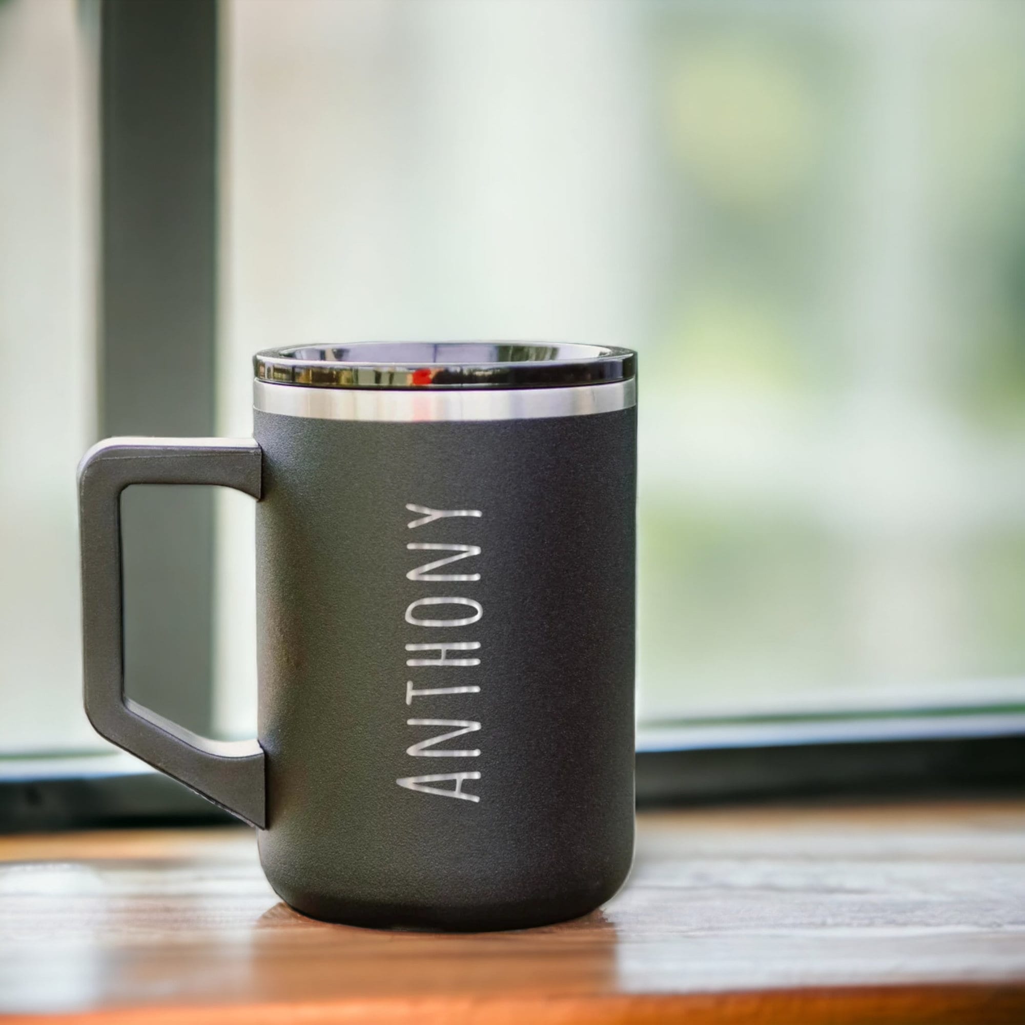 Custom Travel Coffee Mug, Laser Engraved, 16 oz Stainless Steel