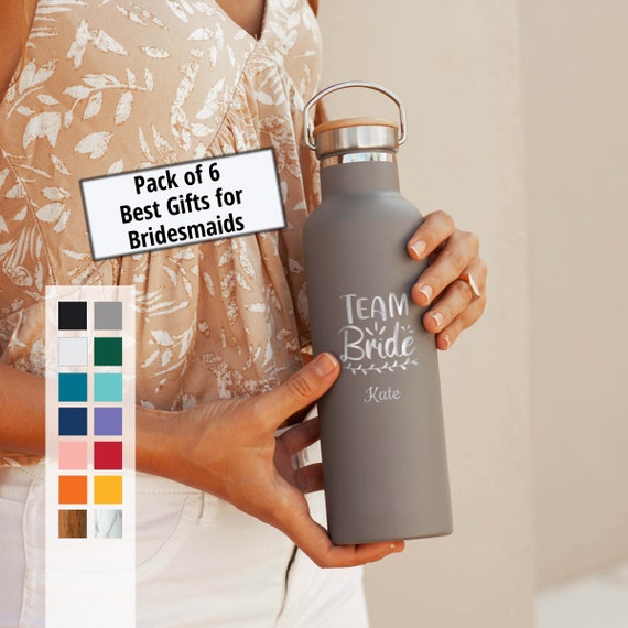 Personalized Insulated Bottle Bridesmaid Design Pack of 6 25oz Stainless Steel | Personalized Gifts | Wedding Party Gifts, Bridal Party Gift