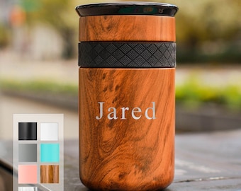 Personalized Insulated Tumbler, Stainless Steel Coffee Tumbler 12oz with CERAMIC Lid - 6hrs hot | 18 hrs cold | Best Gift for Coffee Lovers