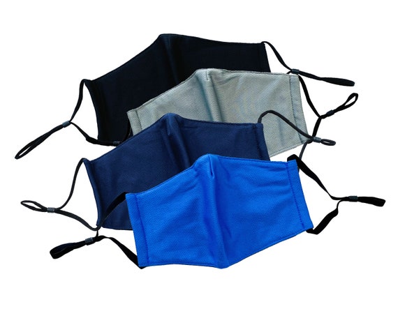 4 Pack of L / XL Face Mask Adjustable with Filter Pocket, Large/X-Large Face Masks For Men, Washable Face Mask, 3 Layer Reusable Masks