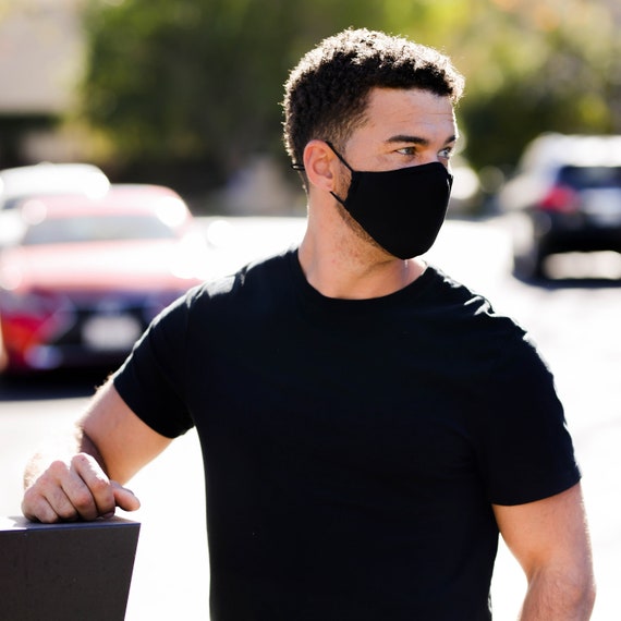 Nose Wire Black Cotton Face Masks 5 Pack, Reusable Adult Face Masks, Built-in Filter Pocket, Nose Wire, Anti-fog Masks for Men and Women
