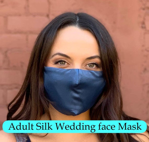 Silken Wedding Adult Face Mask, Soft Face mask for Women and Teens, Bridal Mask 3 Layers with Adjustable Silk Straps and Cotton Inner Side