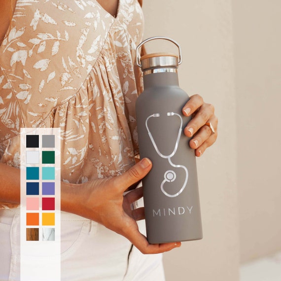 Personalized Nurse Gift Insulated Stainless Steel 25oz Water Bottle - 12hrs hot | 24 hrs cold | Customized Gift for Doctor, Birthday Gift