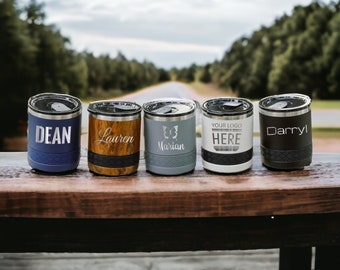 Custom Engraved Whiskey Tumbler 10oz | Personalized Lowball Rocks Glass with Name | Bourbon Gift for Him - Father's Day Present