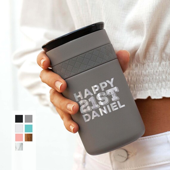 Personalized Insulated Stainless Steel Tumbler 12oz with CERAMIC Lid - 6hrs hot |18 hrs cold| Best Gift for Coffee Lovers, Father's Day