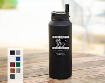 Personalized 32oz Coffee Bottle | Water Bottle with Engraved Name | Stainless Steel Water Bottle with Spill-Proof Lid | FREE SHIP