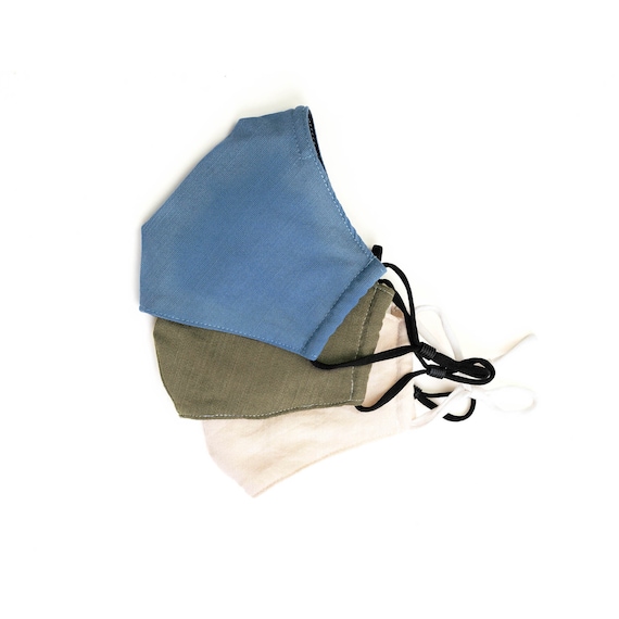 Face Mask with Nose Wire, Premium Linen, Built-in Filter Pocket, 3 Layer Face Masks, Unisex Masks, For Men and Women and Teens, Linen Mask