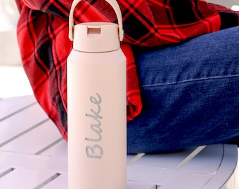 Personalized Insulated Water Bottle with Straw | Custom Name and Logo Stainless Steel 40oz Core Water Bottles for Travel, Sports and Gym