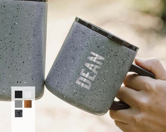 Personalized 12oz Laser Engraved Coffee Mug with Lightweight Handle | Custom Logo Name & Text Mug| Triple-Walled Copper Insulated Coffee Mug