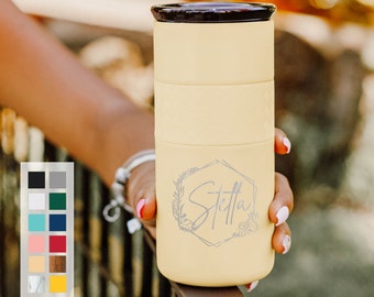 Personalized Insulated Stainless Steel Tumbler 16oz with CERAMIC Lid - 6hrs hot |18 hrs cold| Best Gift for Coffee Lovers, Father's Day