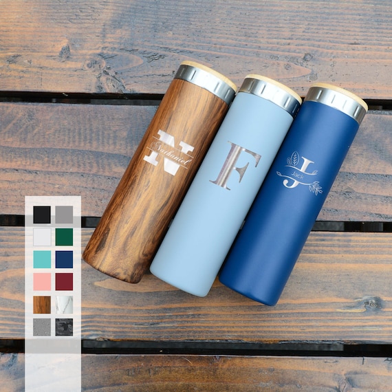 Personalized Insulated Bottle Custom Name Initials Letter Monogram 20oz Iconic Water Bottle | Custom Logo Laser Engraving Design