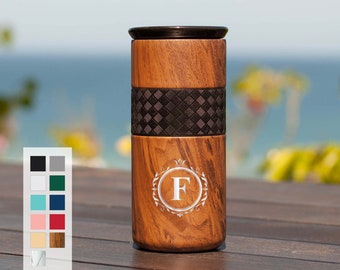 Personalized Insulated Name Initial 16oz Tumbler | Customized Monogram Gift Mug For Hot Cold Coffee Stainless Steel Tumbler | Laser Engraved
