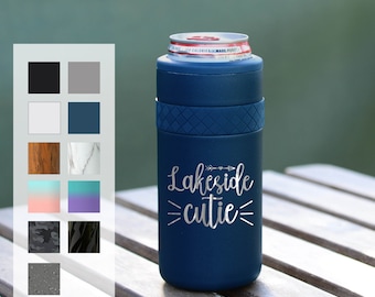 Personalize Can Cooler | Best Camping Gift Engraved 12oz Elemental Slim Can Cooler | Insulated Beverage Holder, Seltzer Can Cooler, Birthday